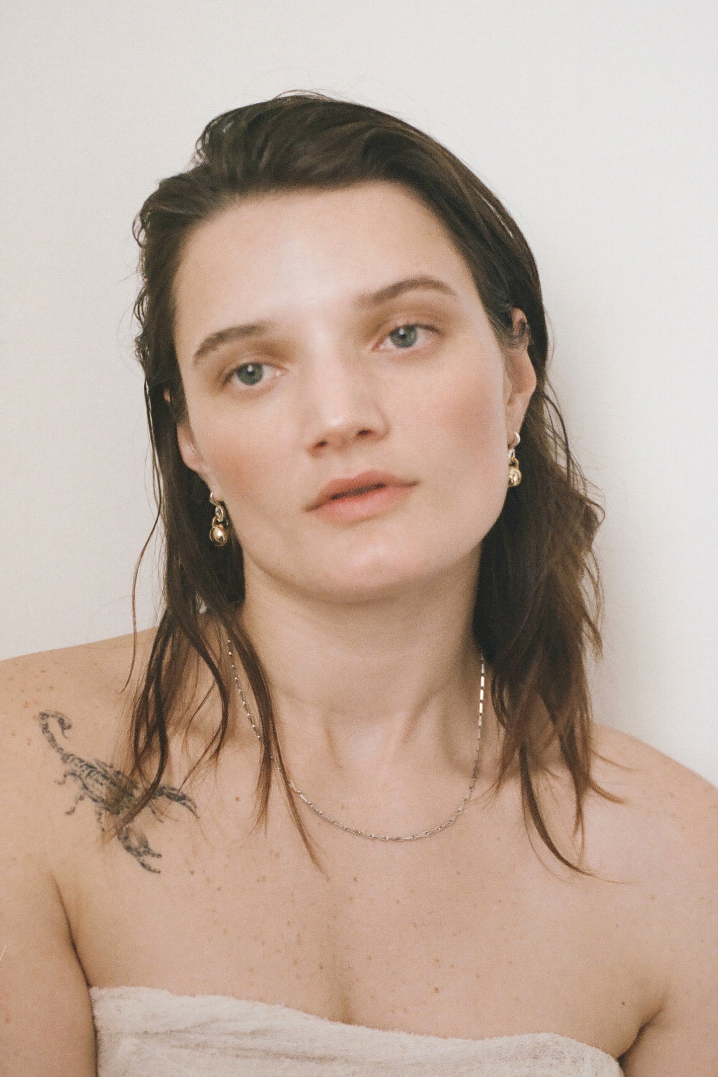 Model wearing Laura Lombardi Silver Corre Chain