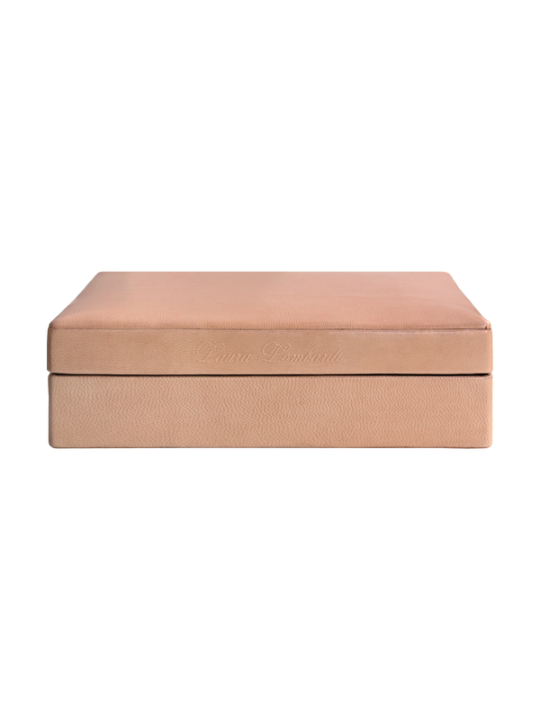 Beige jewelry box on a white background