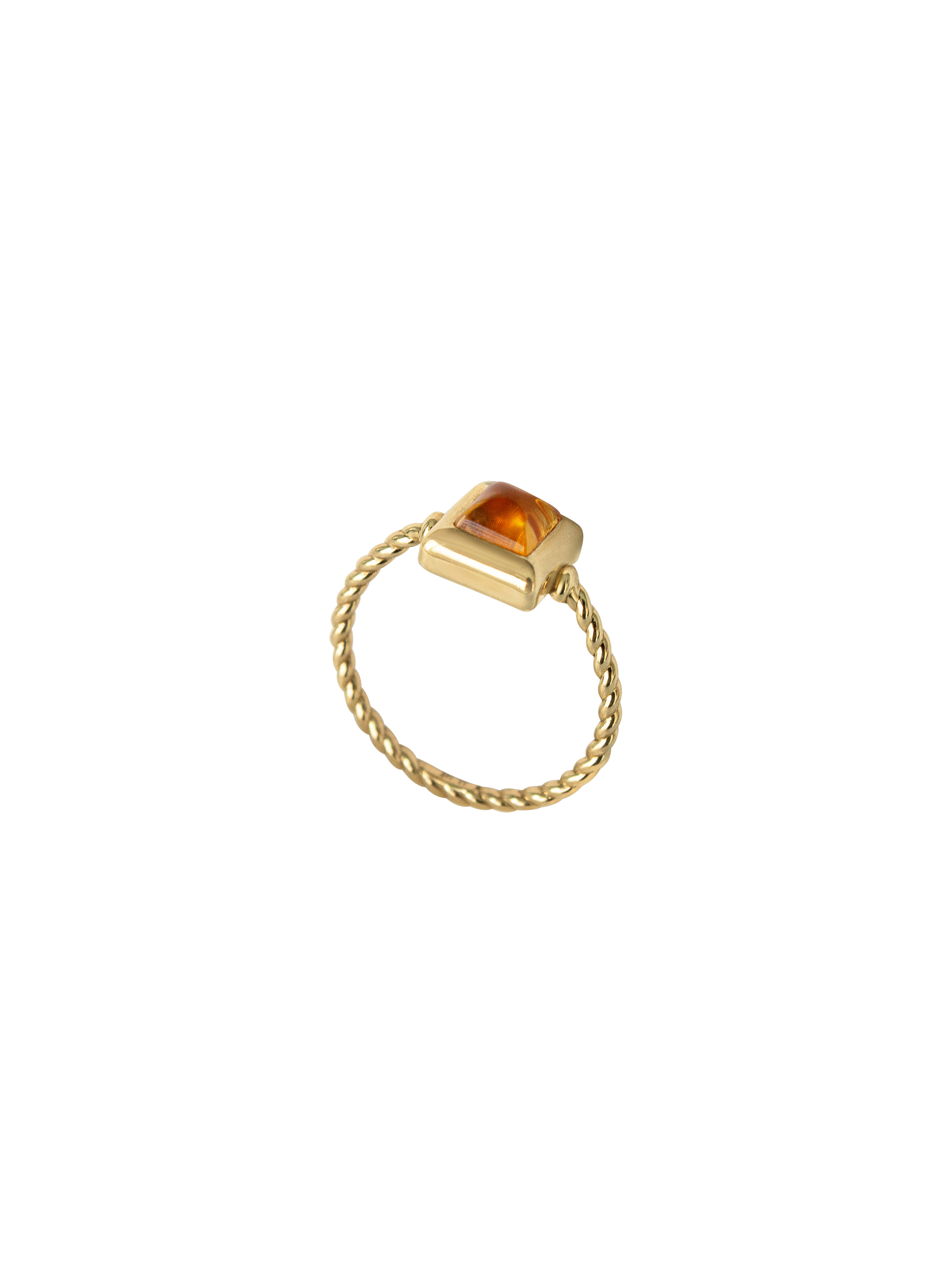 Laura Lombardi gold Quadro Ring with yellow citrine stone.