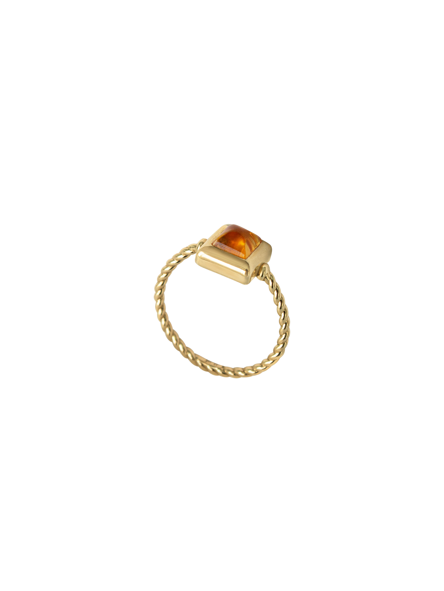 Laura Lombardi gold Quadro Ring with yellow citrine stone.