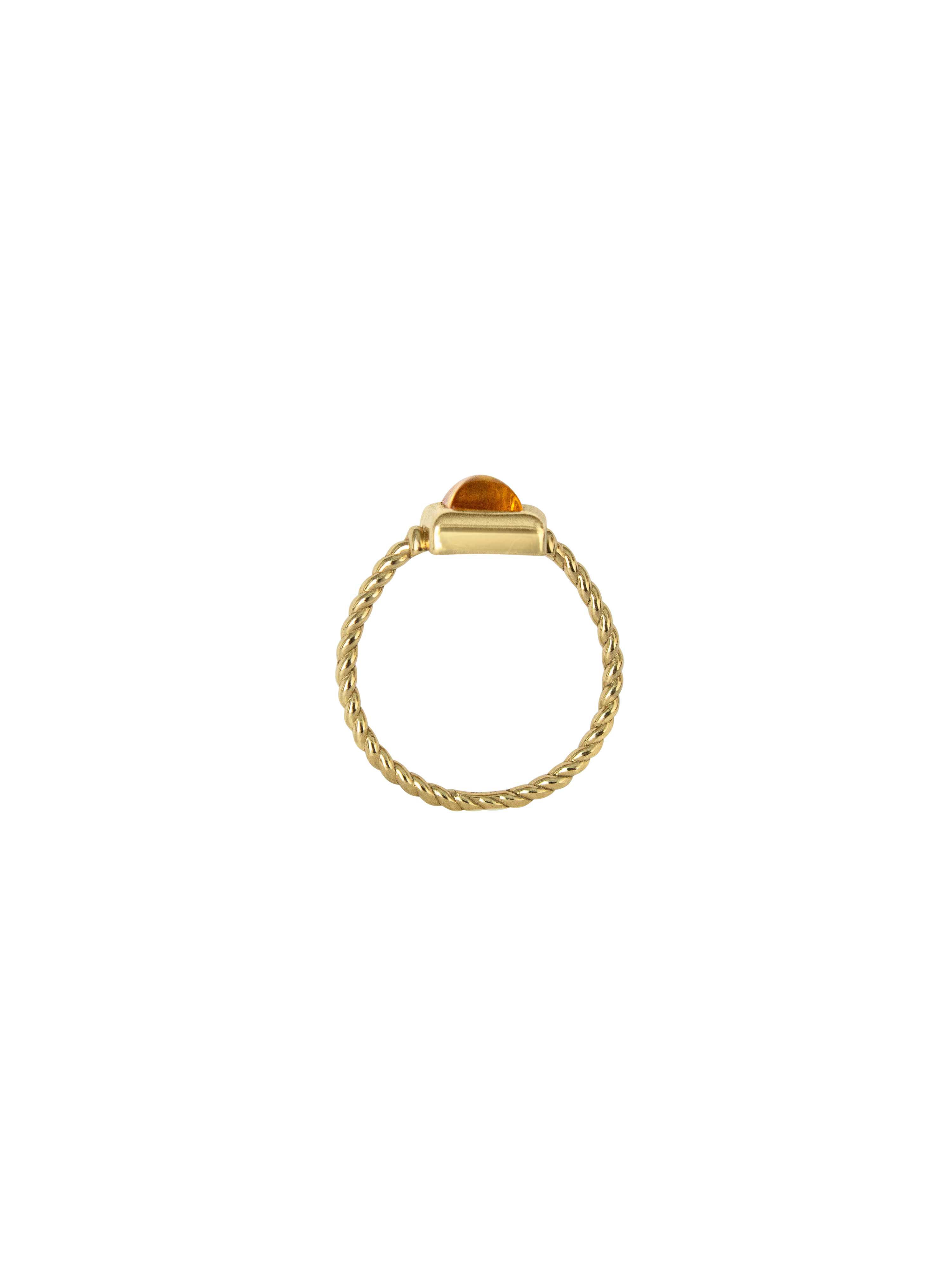 Laura Lombardi gold Quadro Ring with yellow citrine stone.
