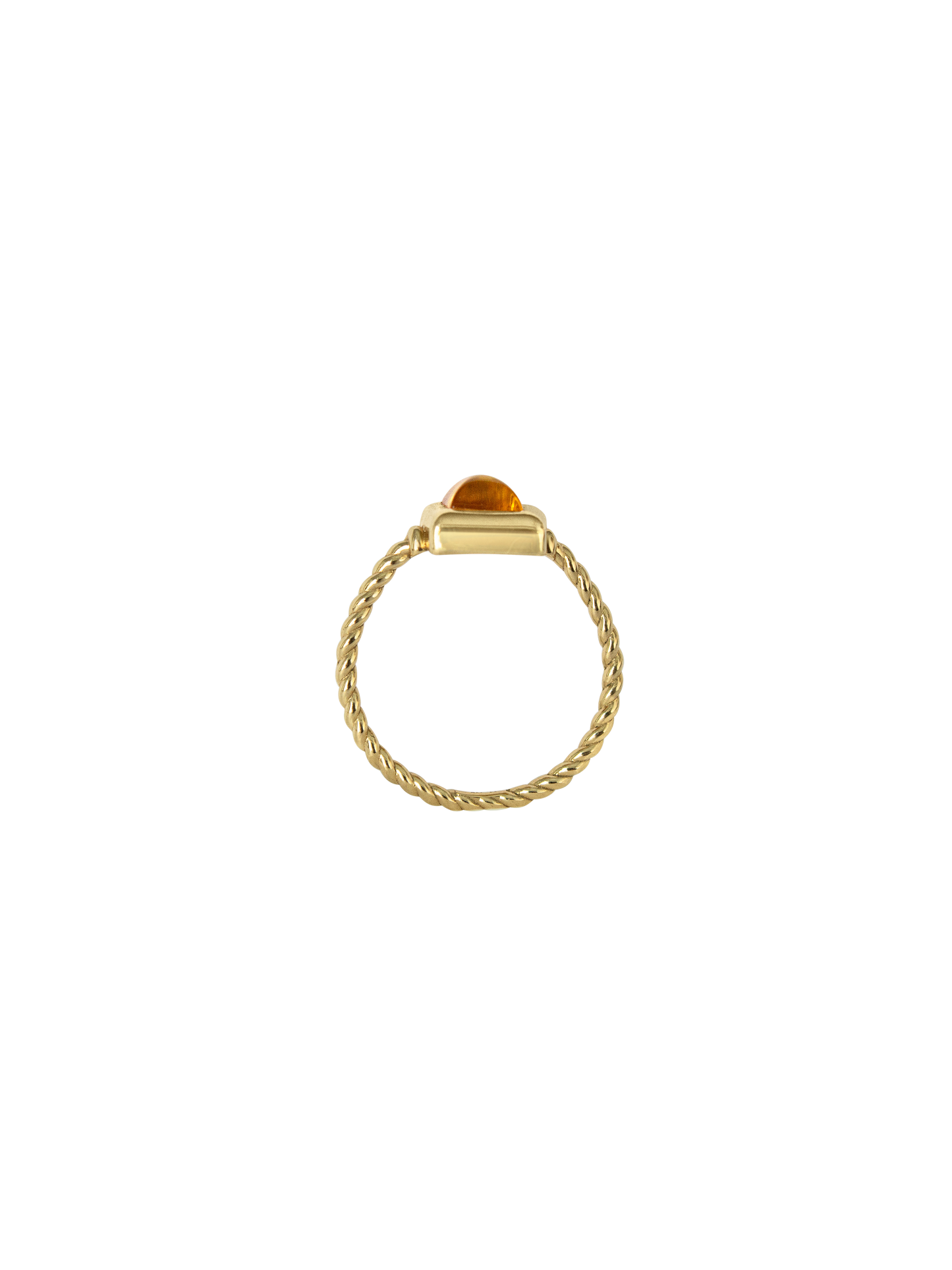 Laura Lombardi gold Quadro Ring with yellow citrine stone.