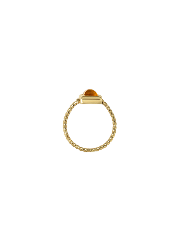 Laura Lombardi gold Quadro Ring with yellow citrine stone.