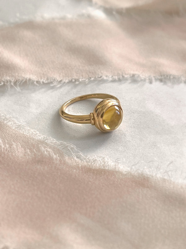 Laura Lombardi gold Sfera Ring with yellow citrine.
