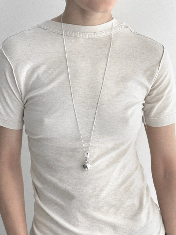 Model wearing Laura Lombardi Silver Gioca Pendant