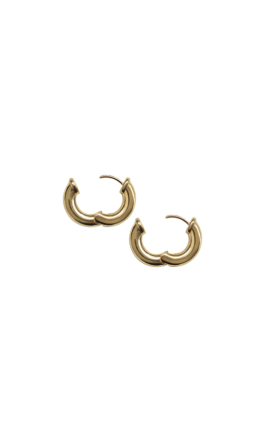 Leta Mini Gold Hoops Turquoise main image 1