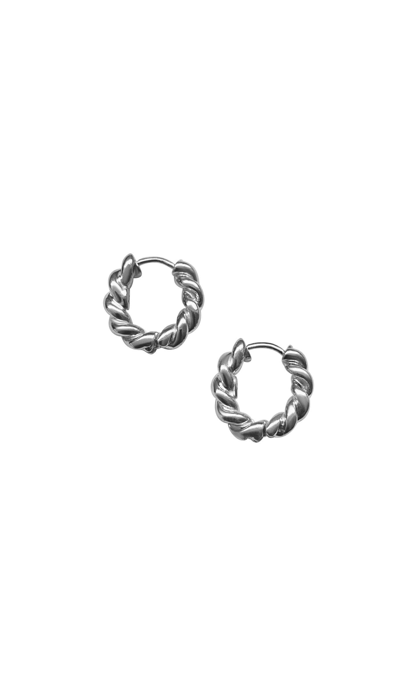Laura Lombardi 14kt White Gold Twist Hoops.