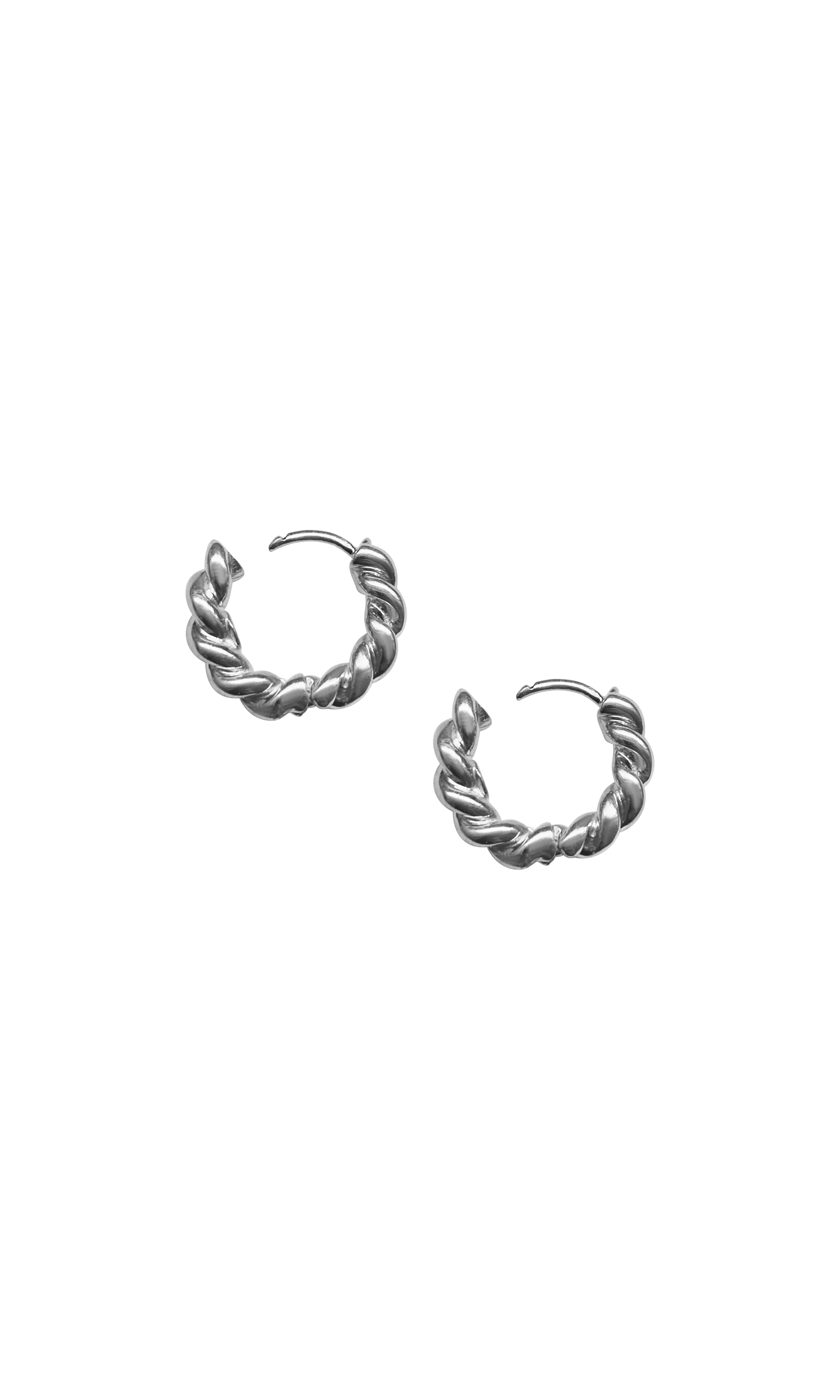 Laura Lombardi 14kt White Gold Twist Hoops.