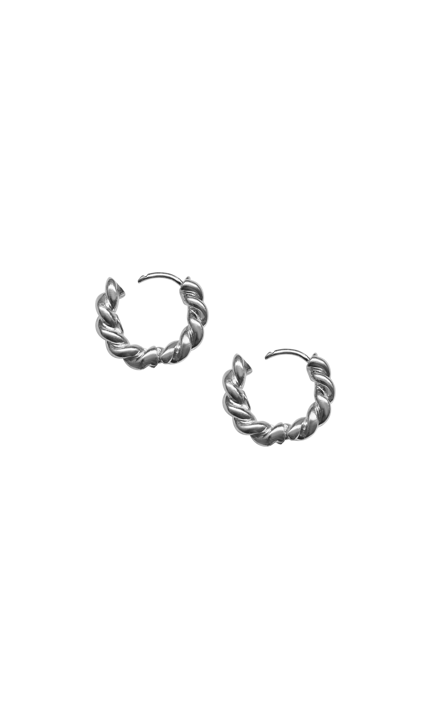 Laura Lombardi 14kt White Gold Twist Hoops.