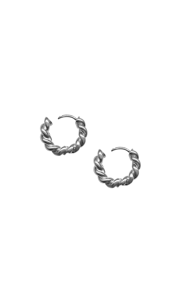 Laura Lombardi 14kt White Gold Twist Hoops.