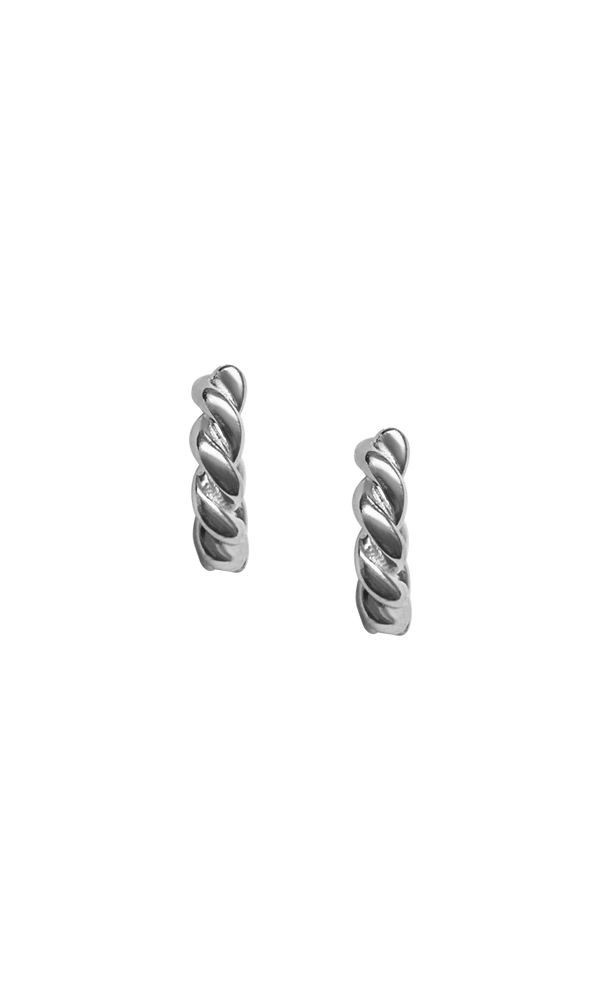 Laura Lombardi 14kt White Gold Twist Hoops.